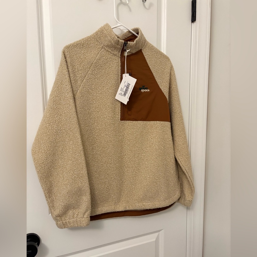 NWT North End Oatmeal and Brown Fleece Quarter Zip Pullover